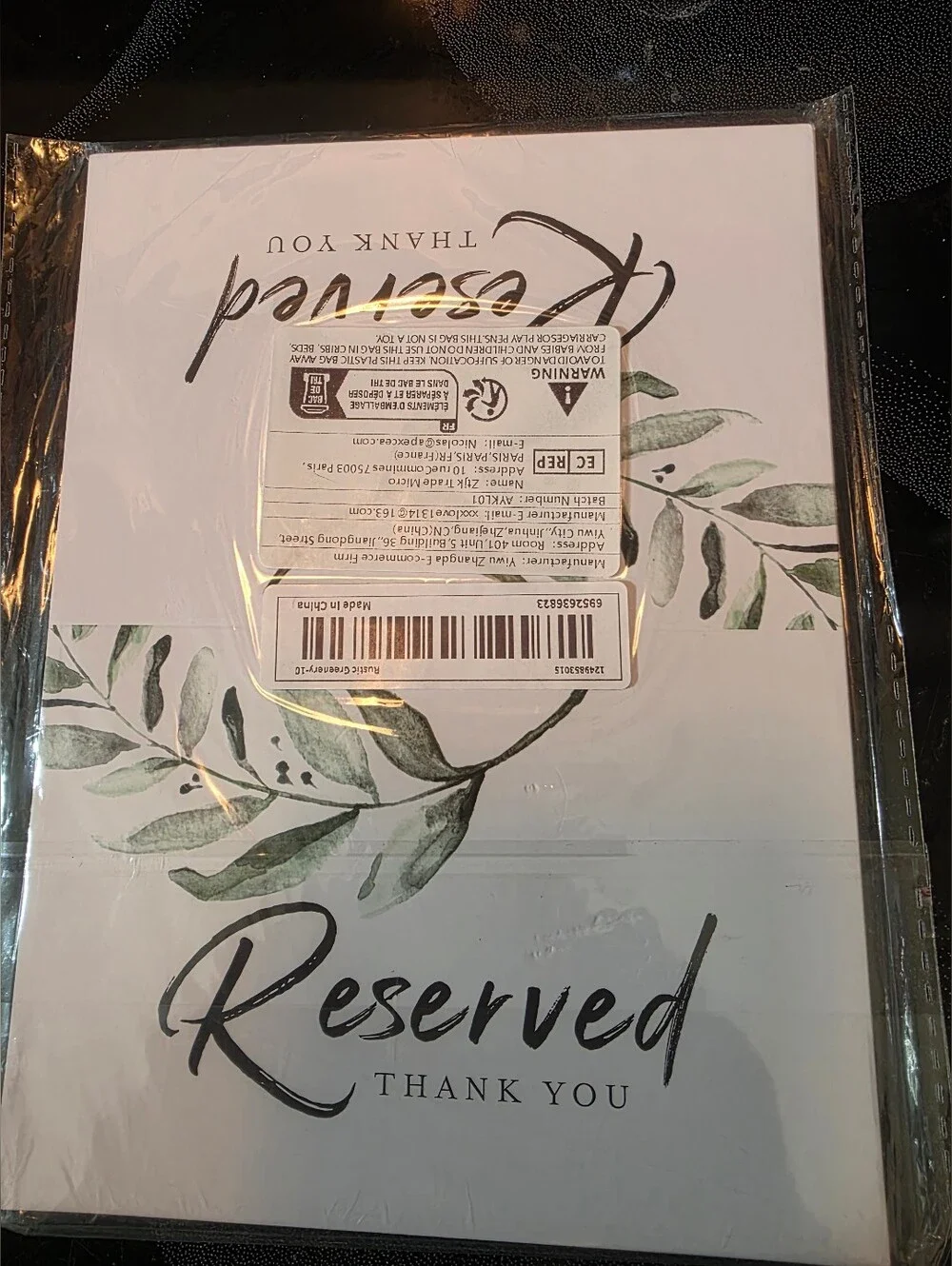NEW RESERVE TABLE SIGNS 10/PACK RECEPTIONS/WEDDINGS/SPECIAL OCCASSIONS 8 x 6